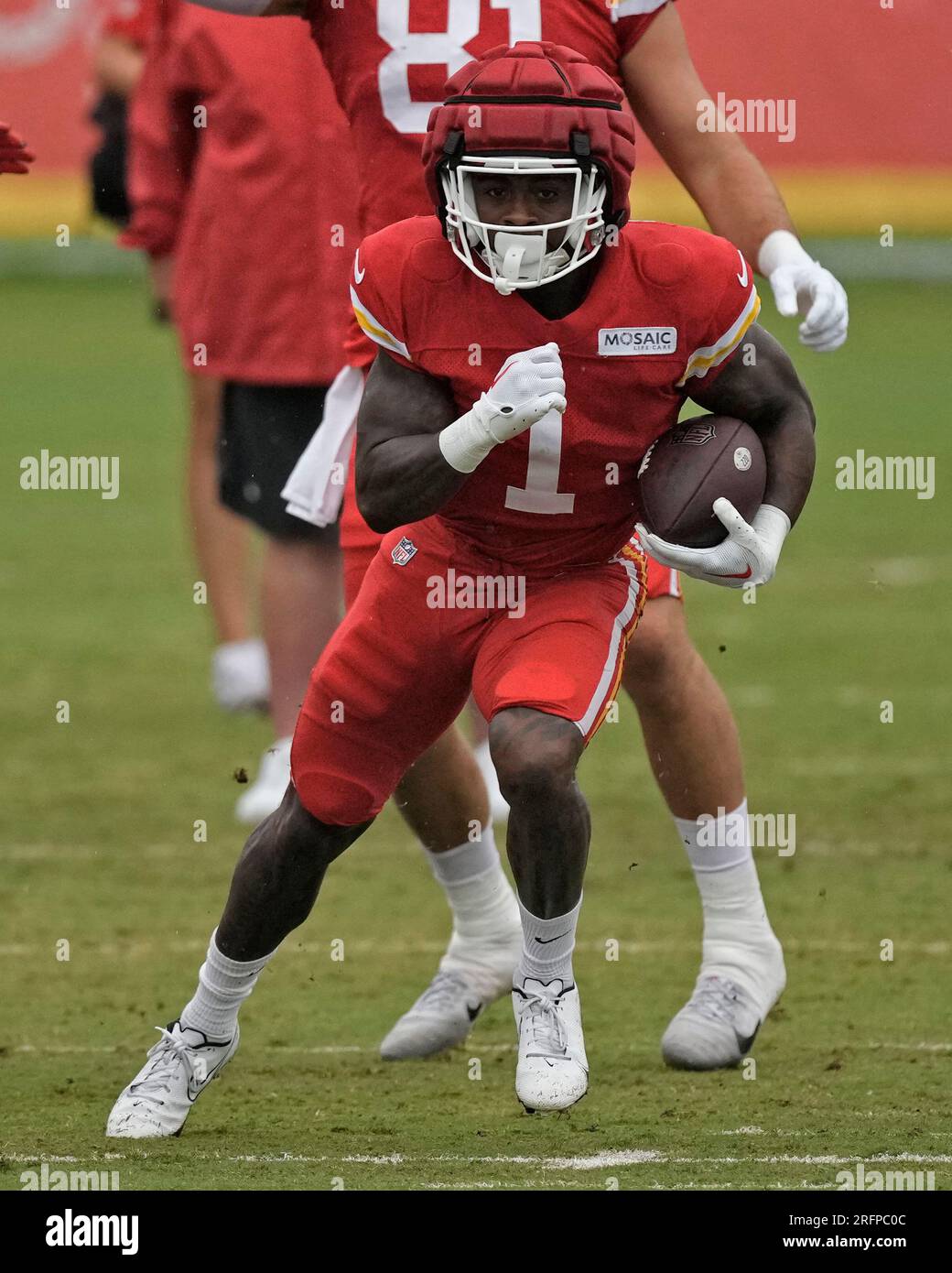 Kansas City Chiefs running back Jerick McKinnon runs the ball during NFL  football training camp Friday, Aug. 4, 2023, in St. Joseph, Mo. (AP  Photo/Charlie Riedel Stock Photo - Alamy