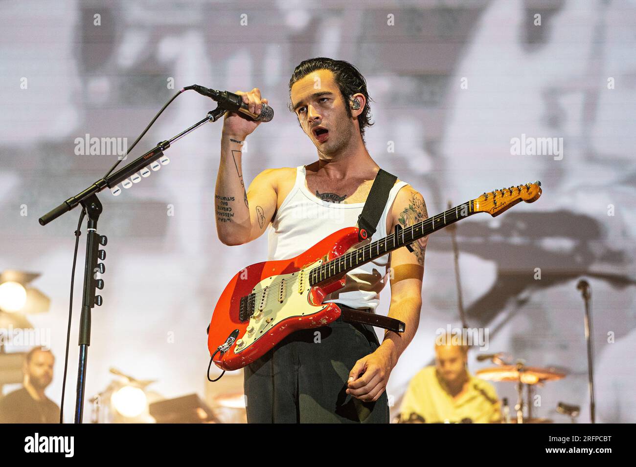 Matty Healy of The 1975 performs on day two of the Lollapalooza Music