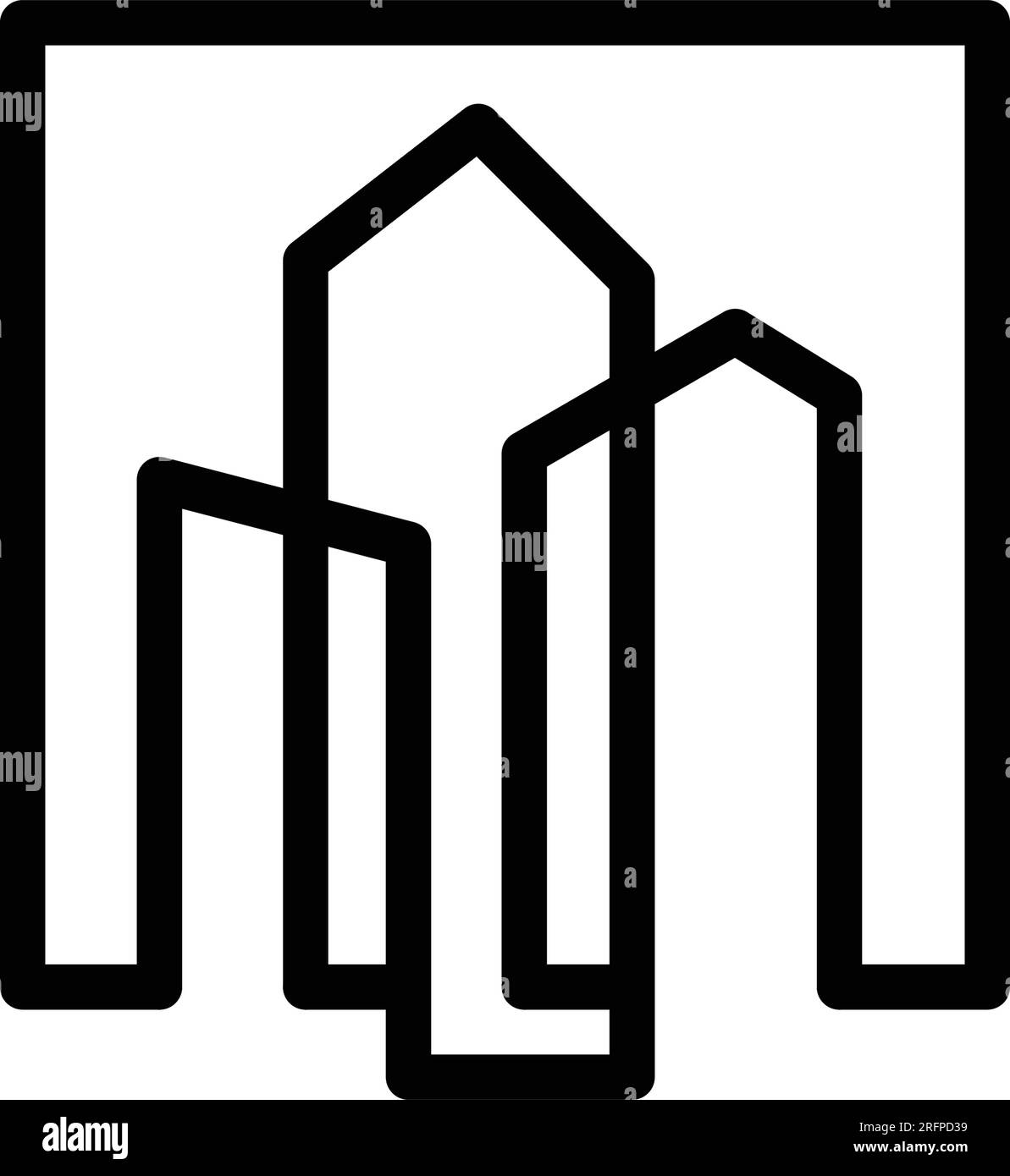 Building icon line template isolated illustration stock vector image