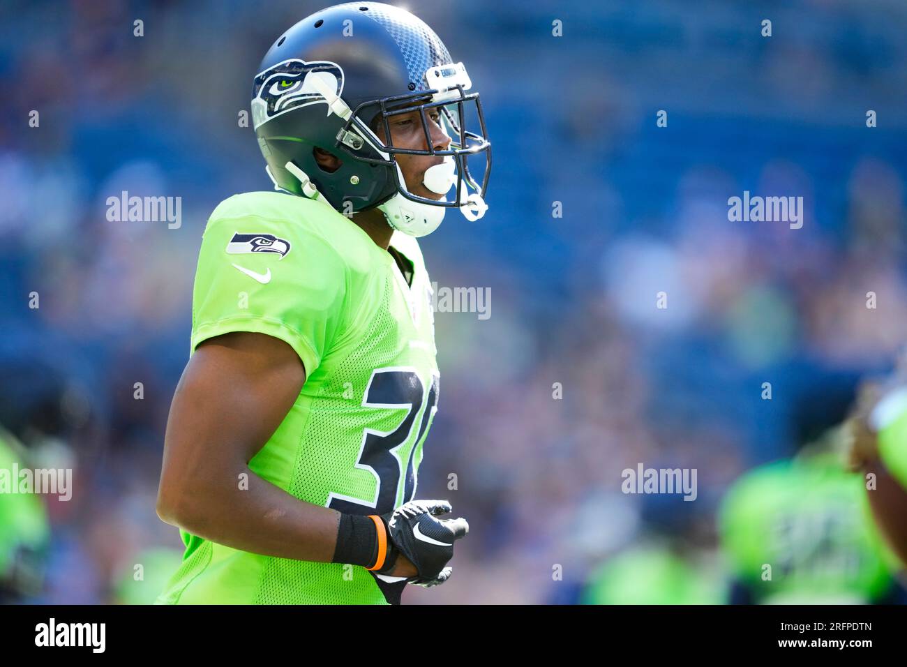 Seattle Seahawks cornerback Michael Jackson catches a football during the  NFL football team's training camp, Wednesday, Aug. 9, 2023, in Renton,  Wash. (AP Photo/Lindsey Wasson Stock Photo - Alamy