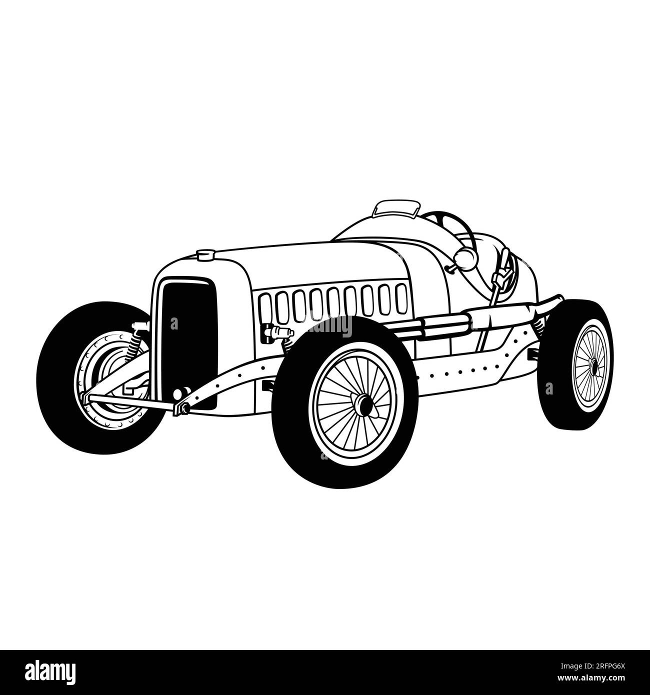 Classic sport racing car. Automotive prewar vintage sports car. Vector