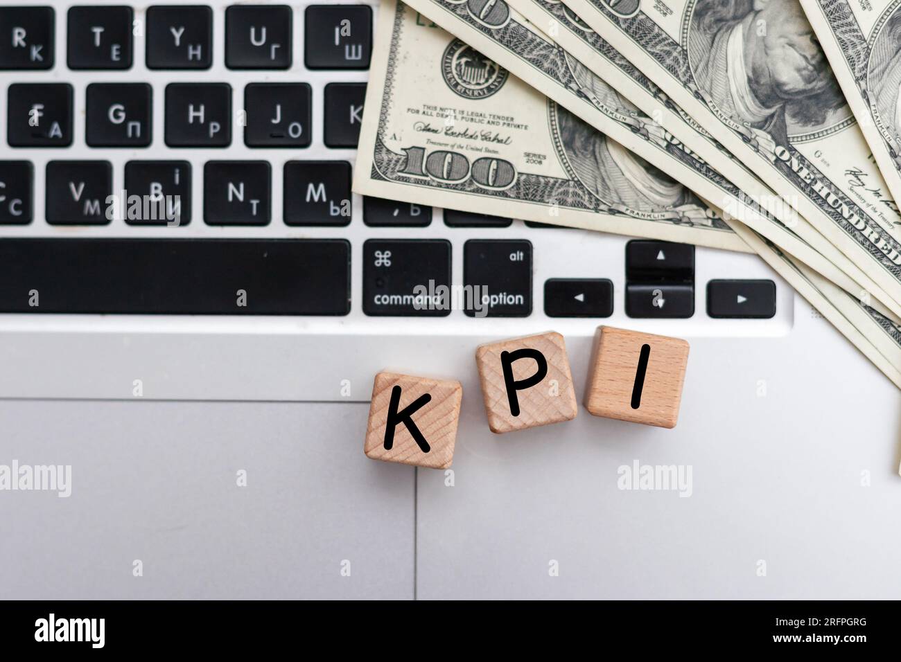 Letter block in word KPI (Abbreviation of key performance indicator