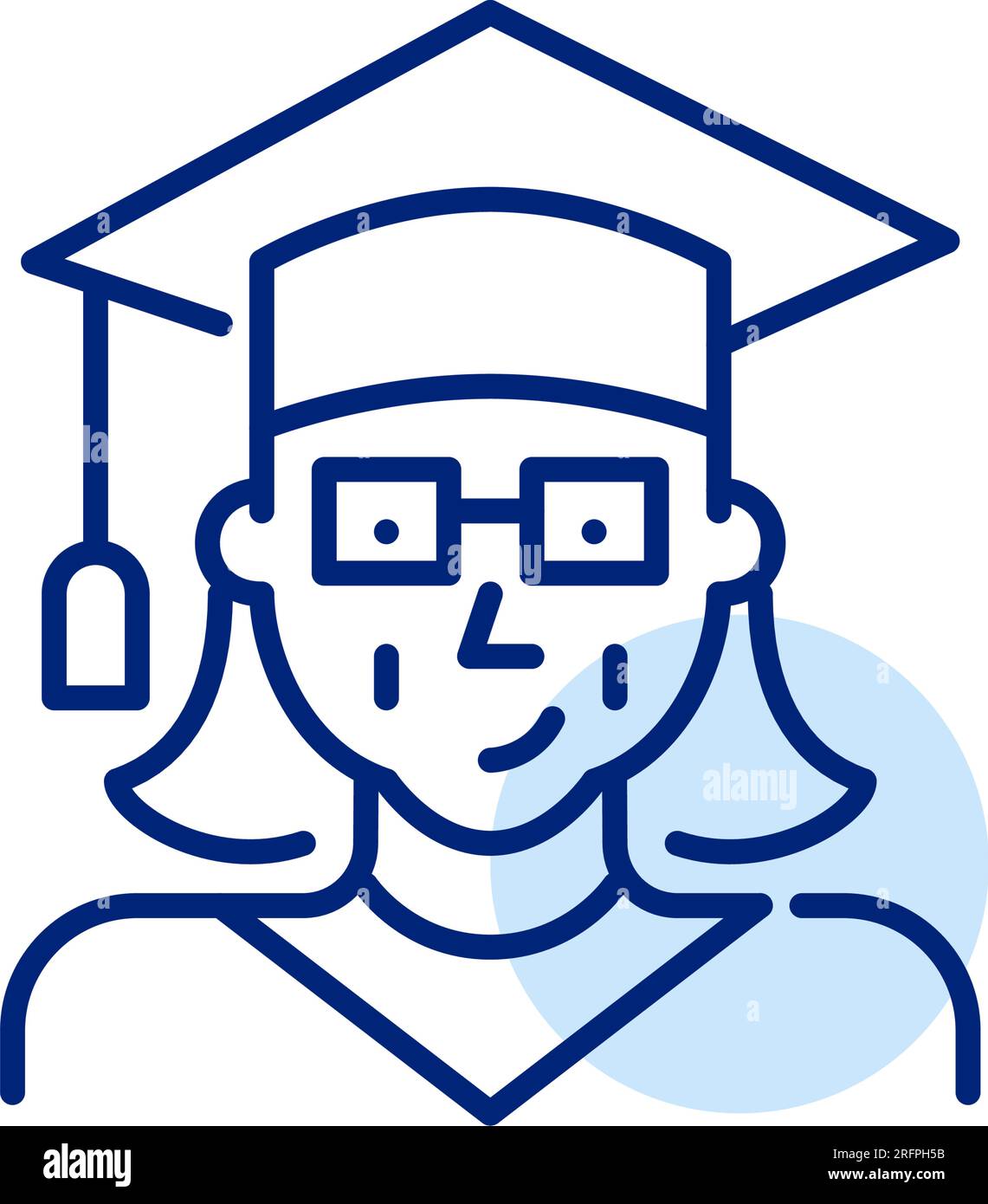 Older woman graduating from college. Wearing mortar and gown. Senior ...