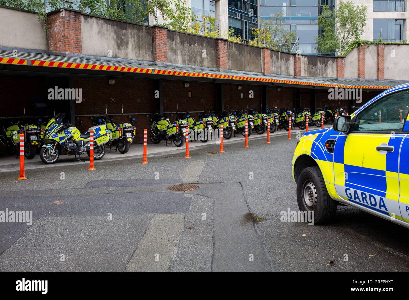 Dublin, Ireland - July 23rd 2023: Irish police vehicles parked in Garda station Stock Photo