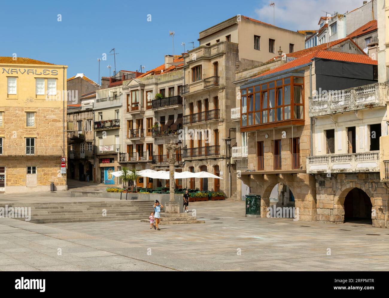 Historical buildings in old town, Praza do Berbés, Casco Vello, city of Vigo, Galicia, Spain Stock Photo