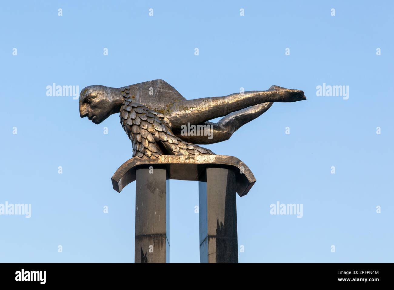 El Sireno sculpture, The Merman, by Francisco Leiro 1991, Praza Porto do Sol, city centre of Vigo, Galicia, Spain Stock Photo