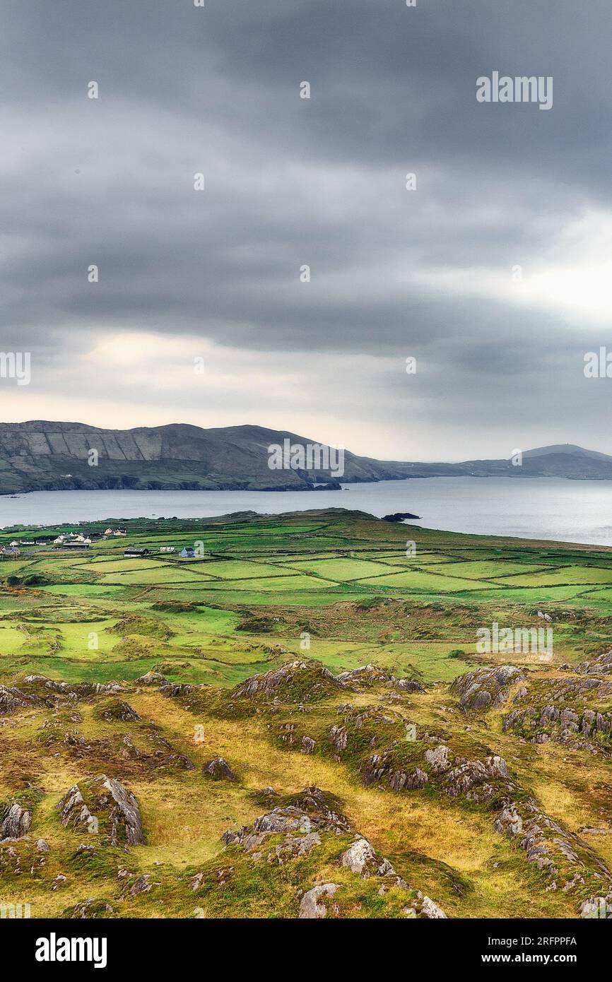 Irish lake and hillside scene Stock Photo