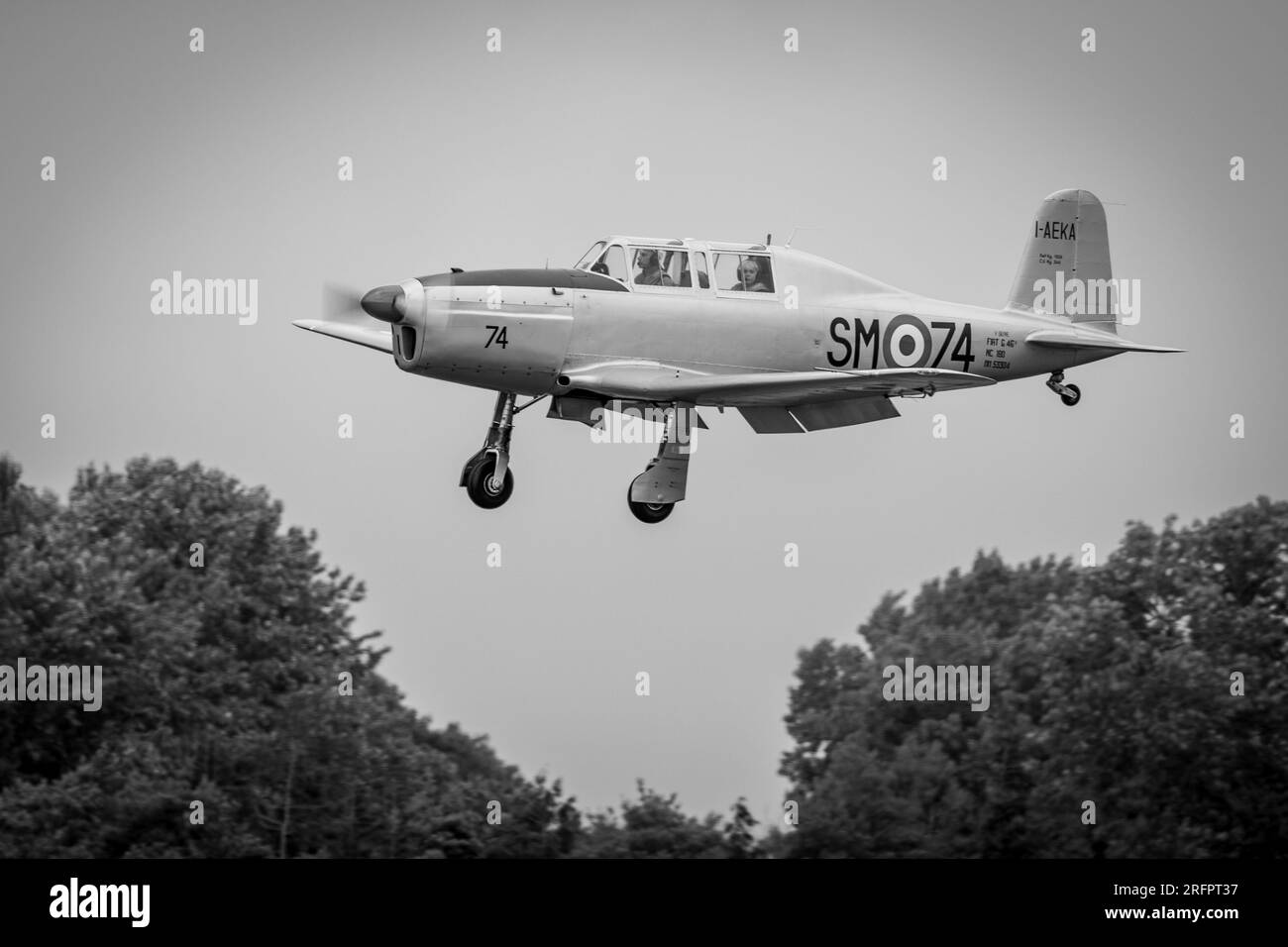 Fiat G.46, arriving at RAF Fairford for the Royal International Air Tattoo 2023. Stock Photo