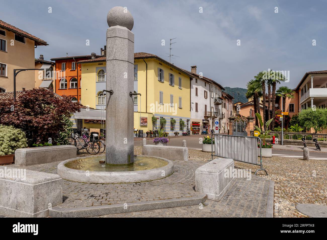 A glimpse of the lake square in the center of Caslano, Switzerland