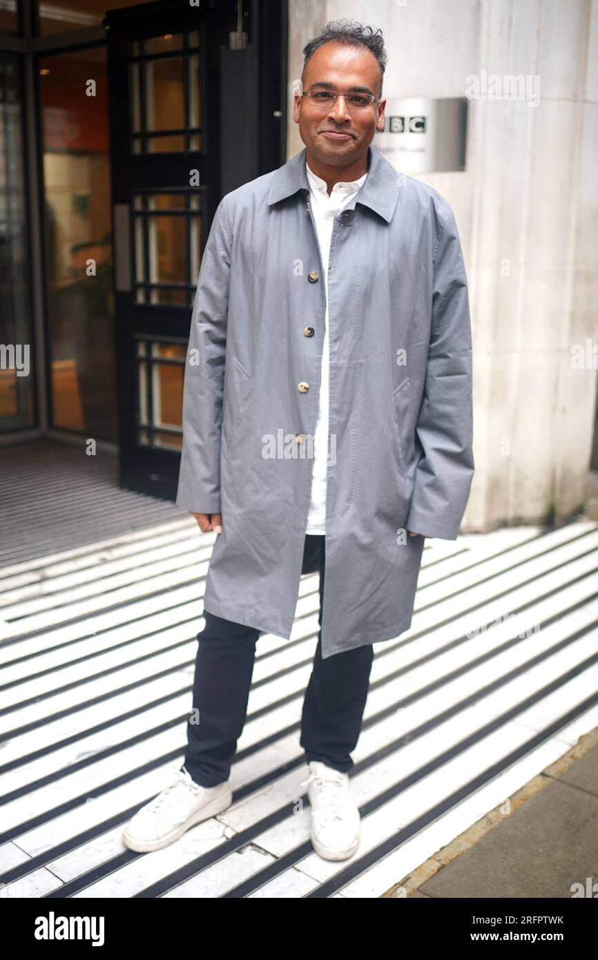 Krishnan Guru-Murthy outside Wogan House in London, after he was