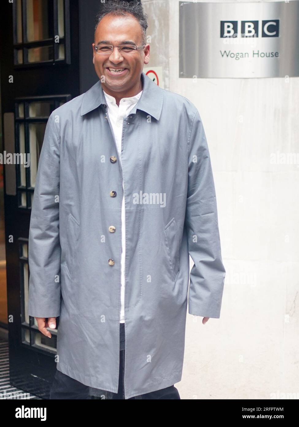 Krishnan Guru-Murthy outside Wogan House in London, after he was