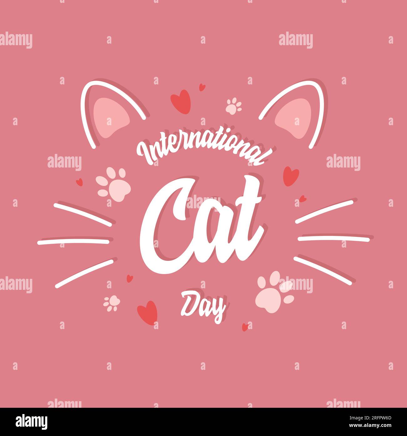 World cat day vector hand lettering International cat day with