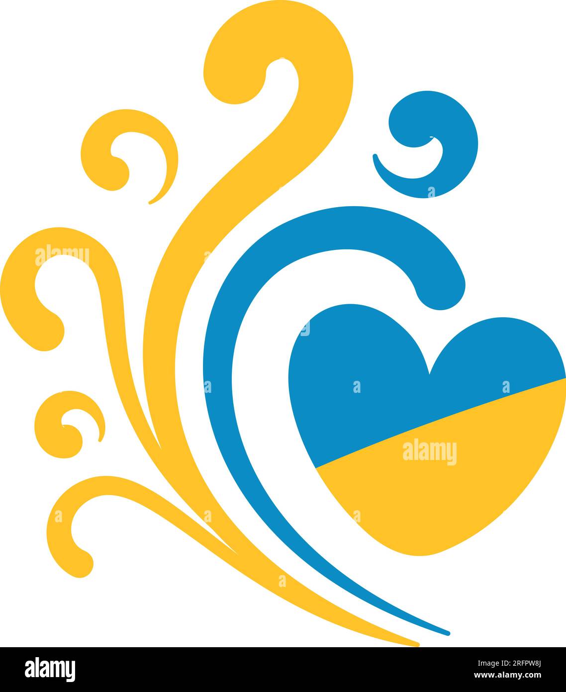 Ukraine flag icon in the shape of heart. Abstract patriotic ukrainian flag with love symbol. Blue and yellow conceptual idea - with Ukraine in his hea Stock Vector