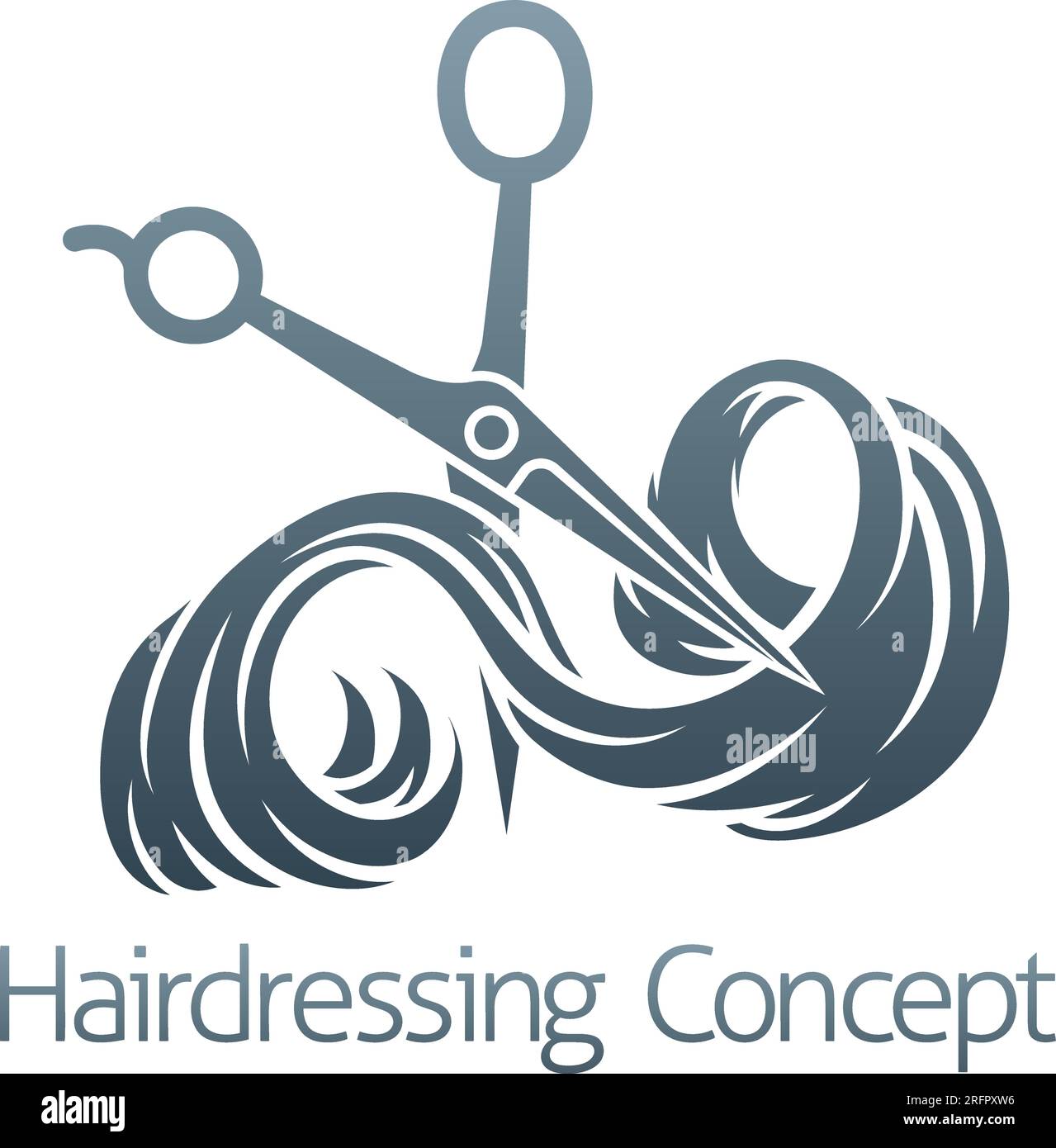 Hairdresser Salon Scissors Cutting Lock Of Hair Stock Vector