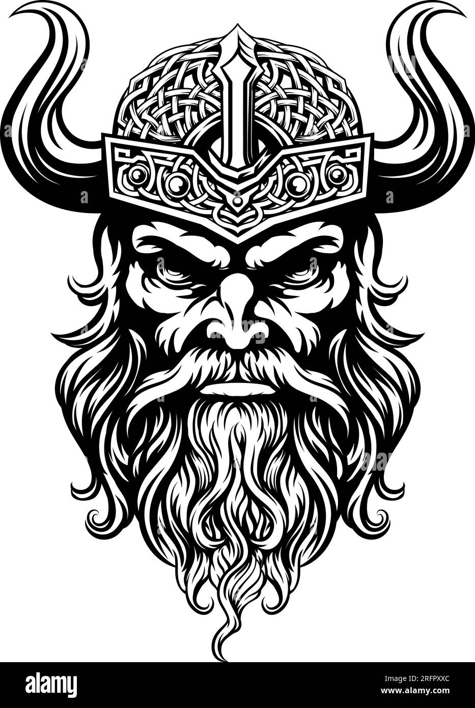 Viking Warrior Man Strong Mascot Face in Helmet Stock Vector Image