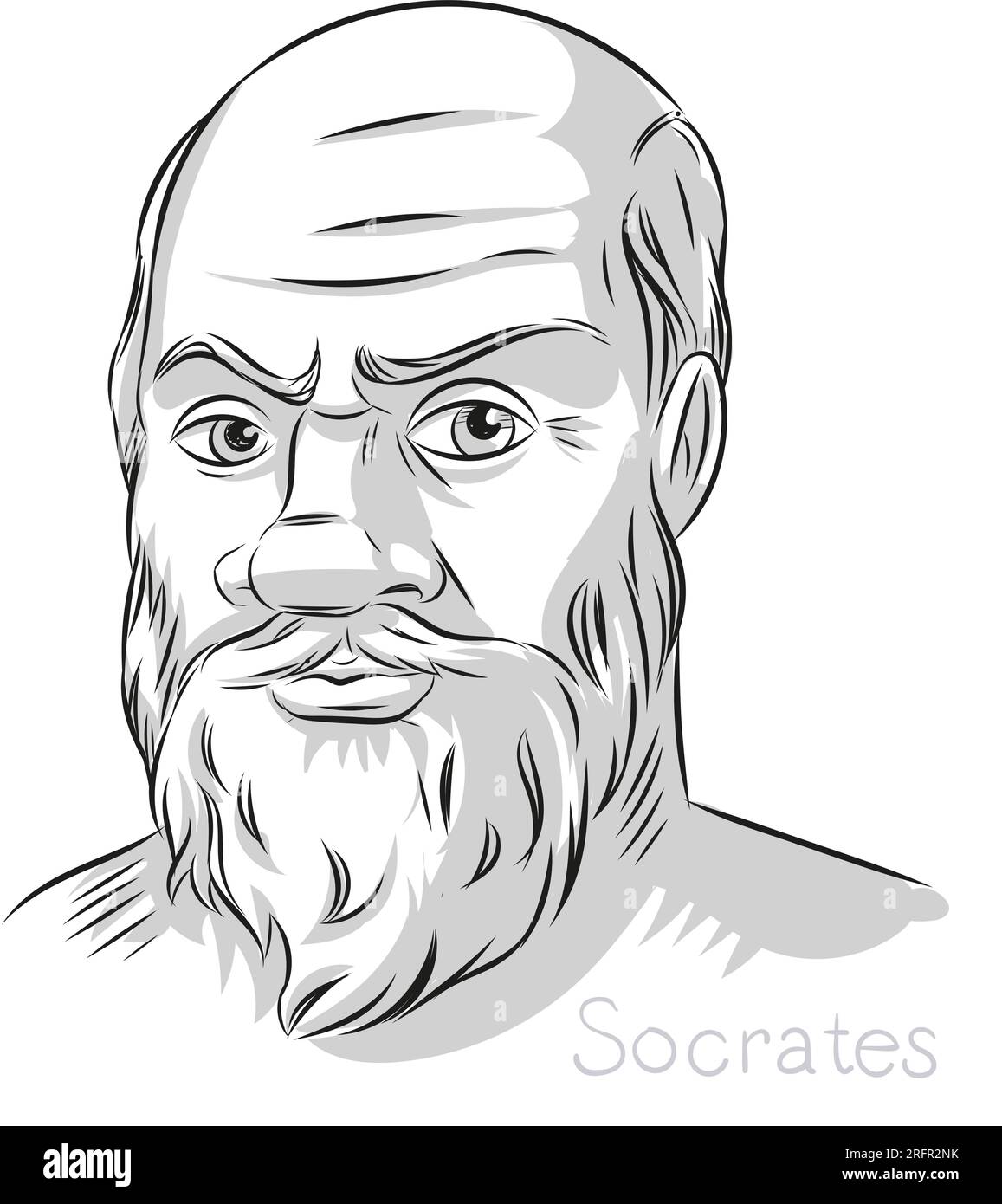 Socrates Greek Philosopher Hand drawn line art Portrait Illustration Stock Vector