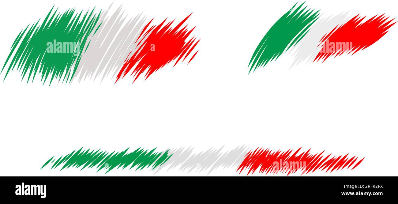 Italian flag in sketch style. vector set Stock Vector