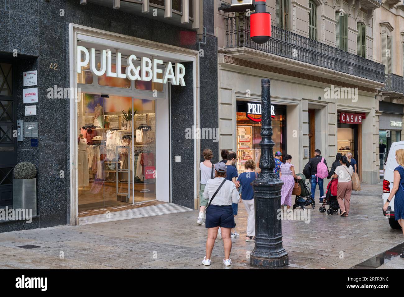 04.08.2023. Barcelona, Spain, entrance to the pull & bear located in the portal del angel in Barcelona Stock Photo