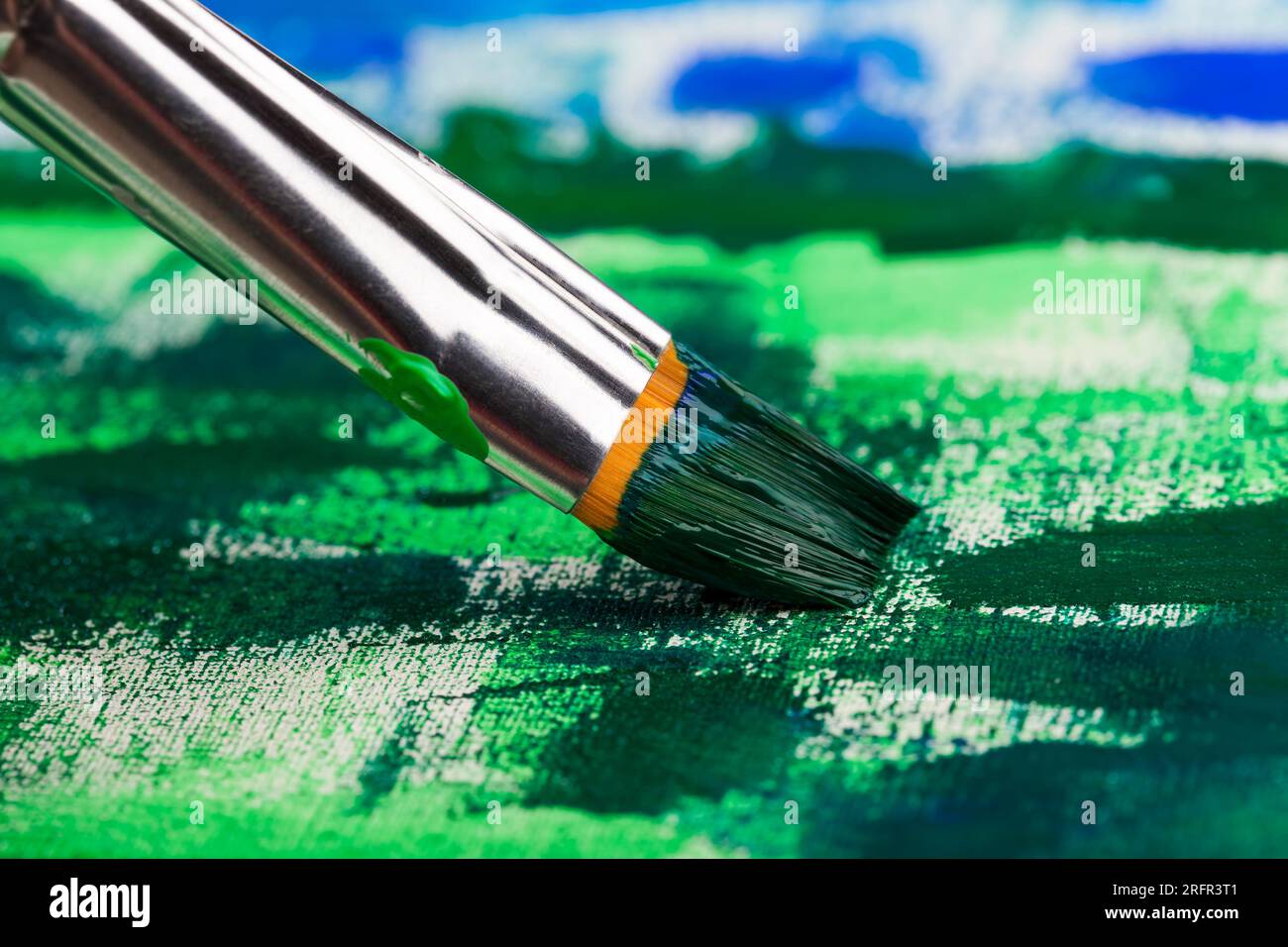 oil and other paints with brushes for creativity, the creative process of  drawing by mixing different colors of paints with art brushes, art brushes  a Stock Photo - Alamy