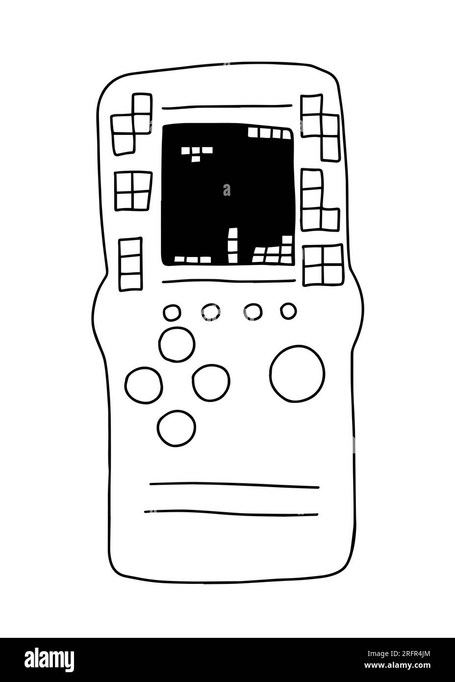 Hand drawn brick game console Stock Vector