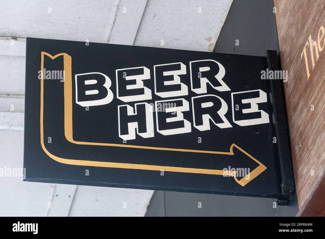 Beer Here sign, England, UK Stock Photo Alamy
