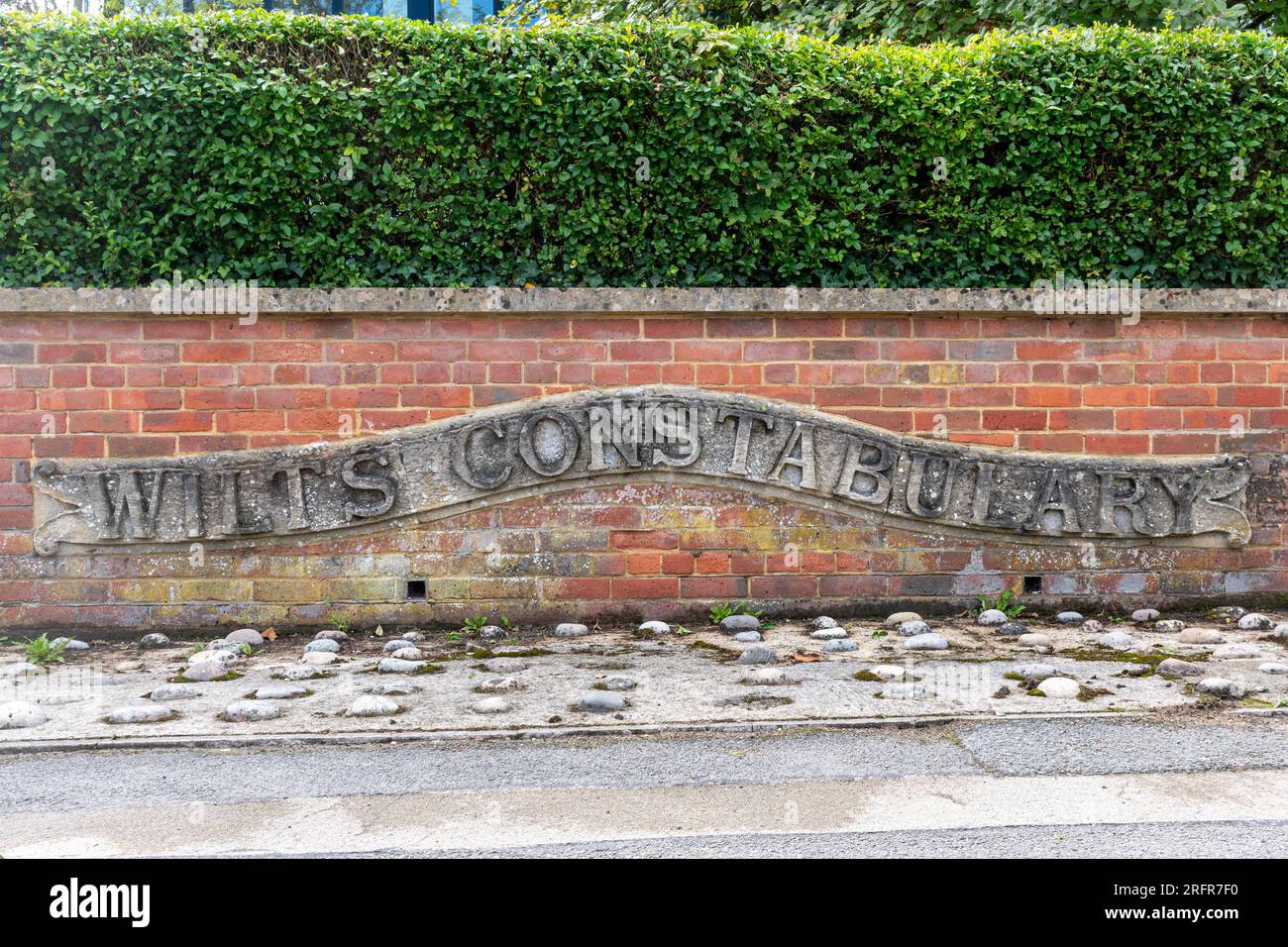 Wilts Constabulary sign on the wall outside a police station in Marlborough, Wiltshire, England, UK Stock Photo