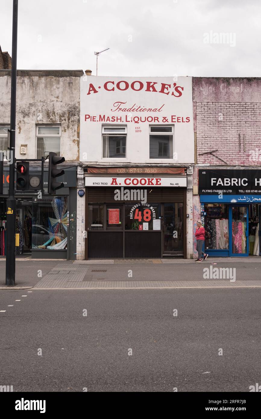 A. Cooke's Traditional Pie, Mash, Liquor & Eels shop on the Goldhawk