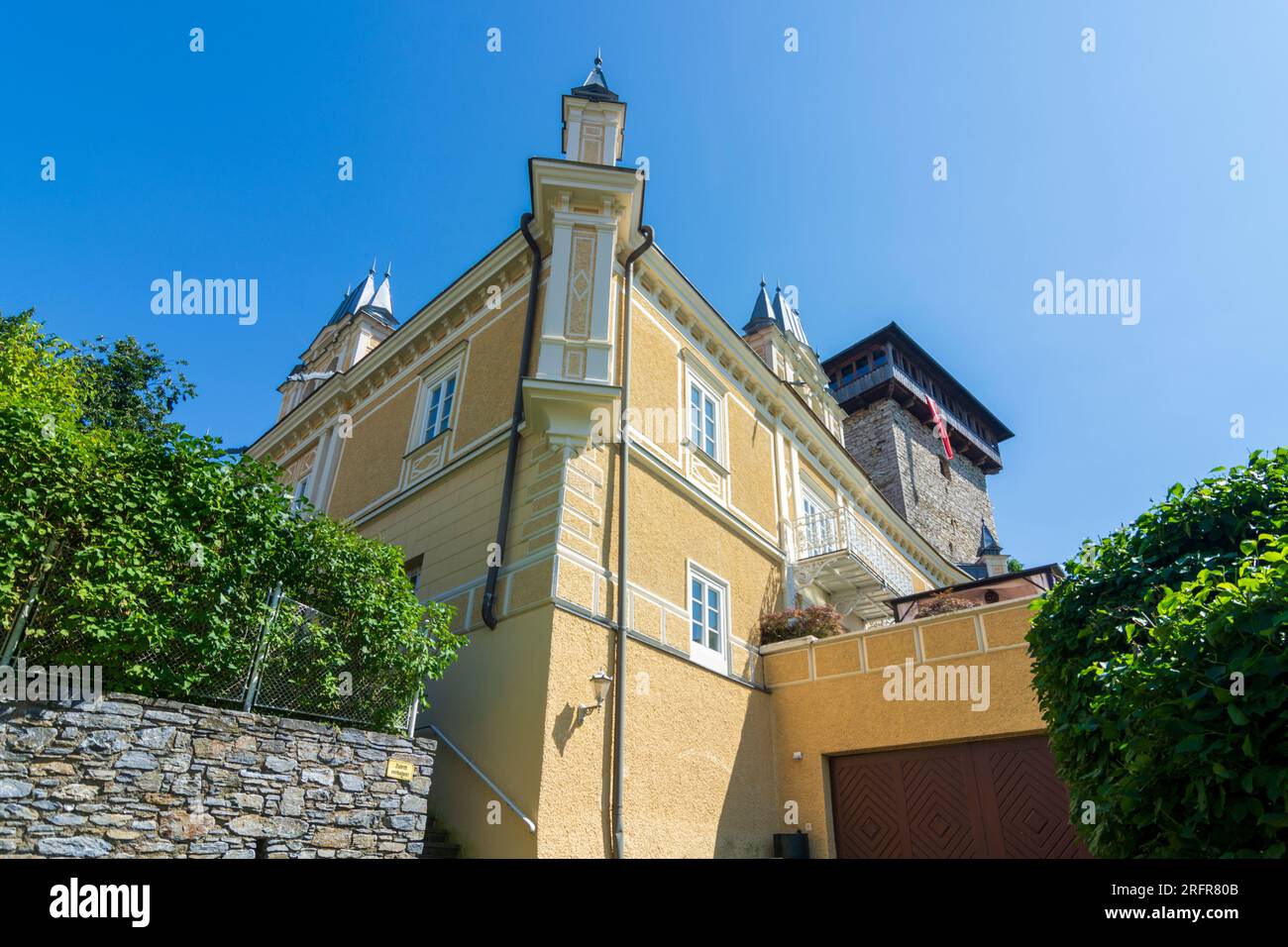 Althofen: house Annahof, tower Annaturm in Mittelkärnten, Kärnten, Carinthia, Austria Stock Photo