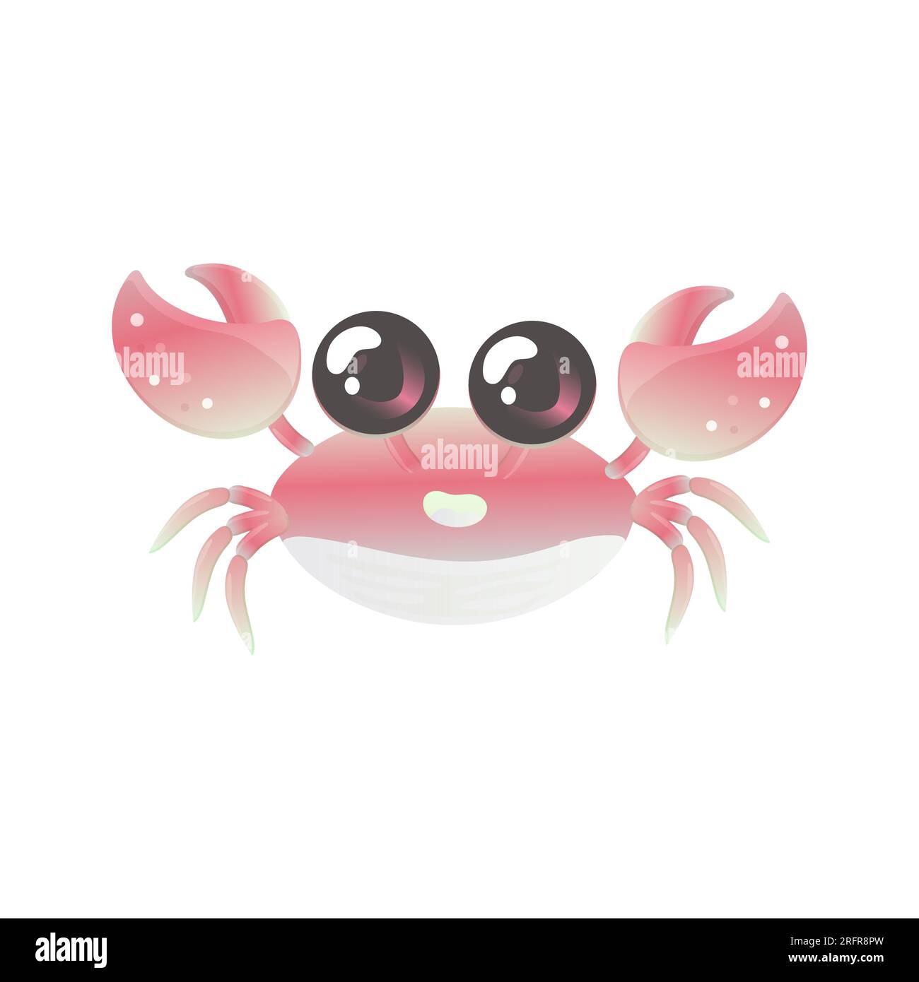 Kawaii cute crab vector illustration. Sea creatures ilustration Stock