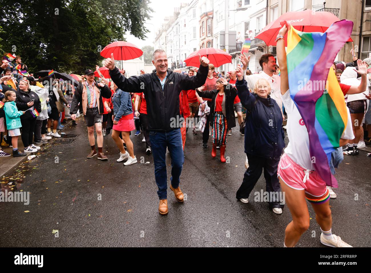 Victoria Parade, City of Brighton & Hove, East Sussex, UK. Peter Kyle MP with Sussex Beacon and