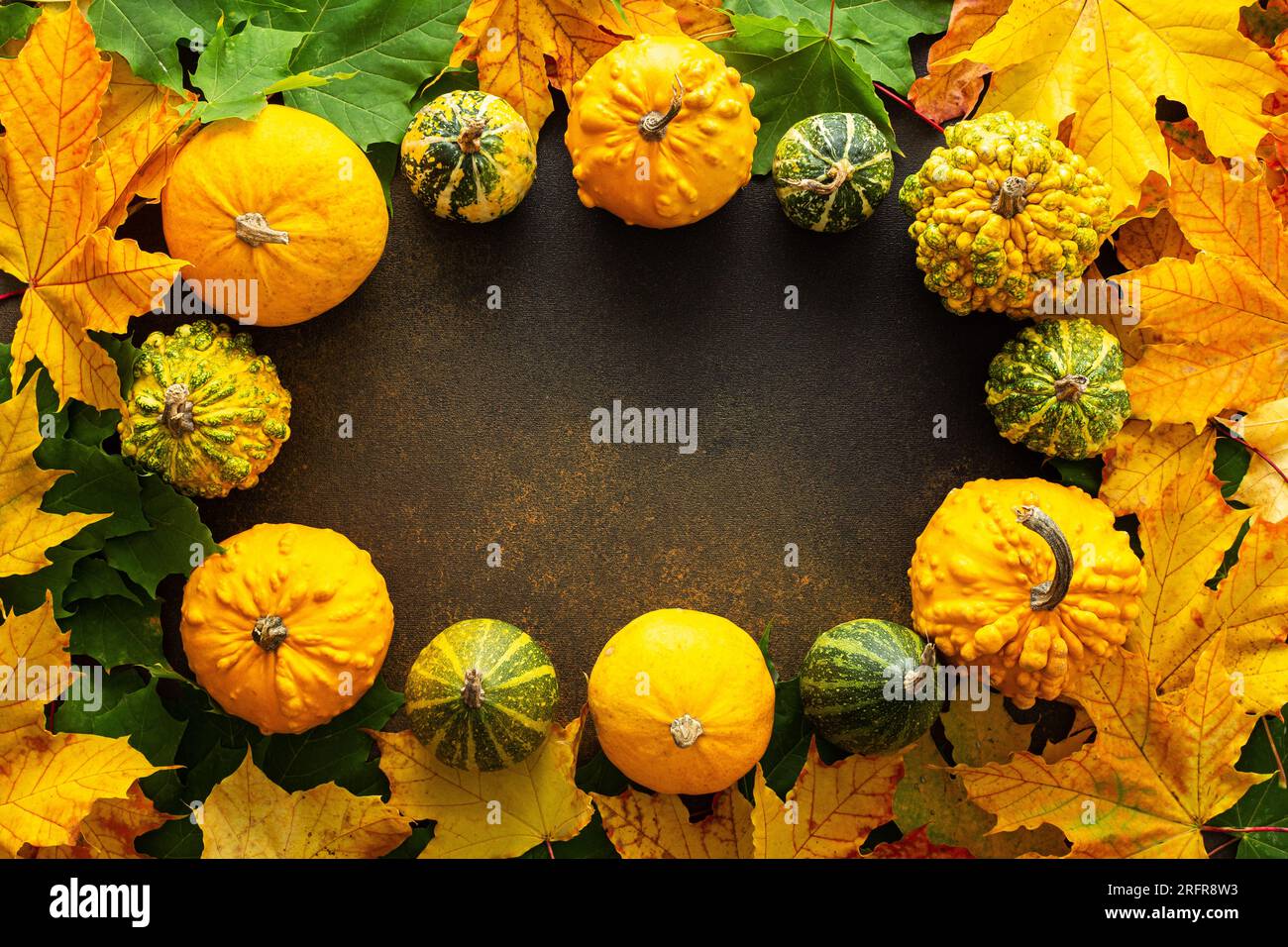 Autumn background with maple leaves and pumpkins, leaf and pumpkins ...