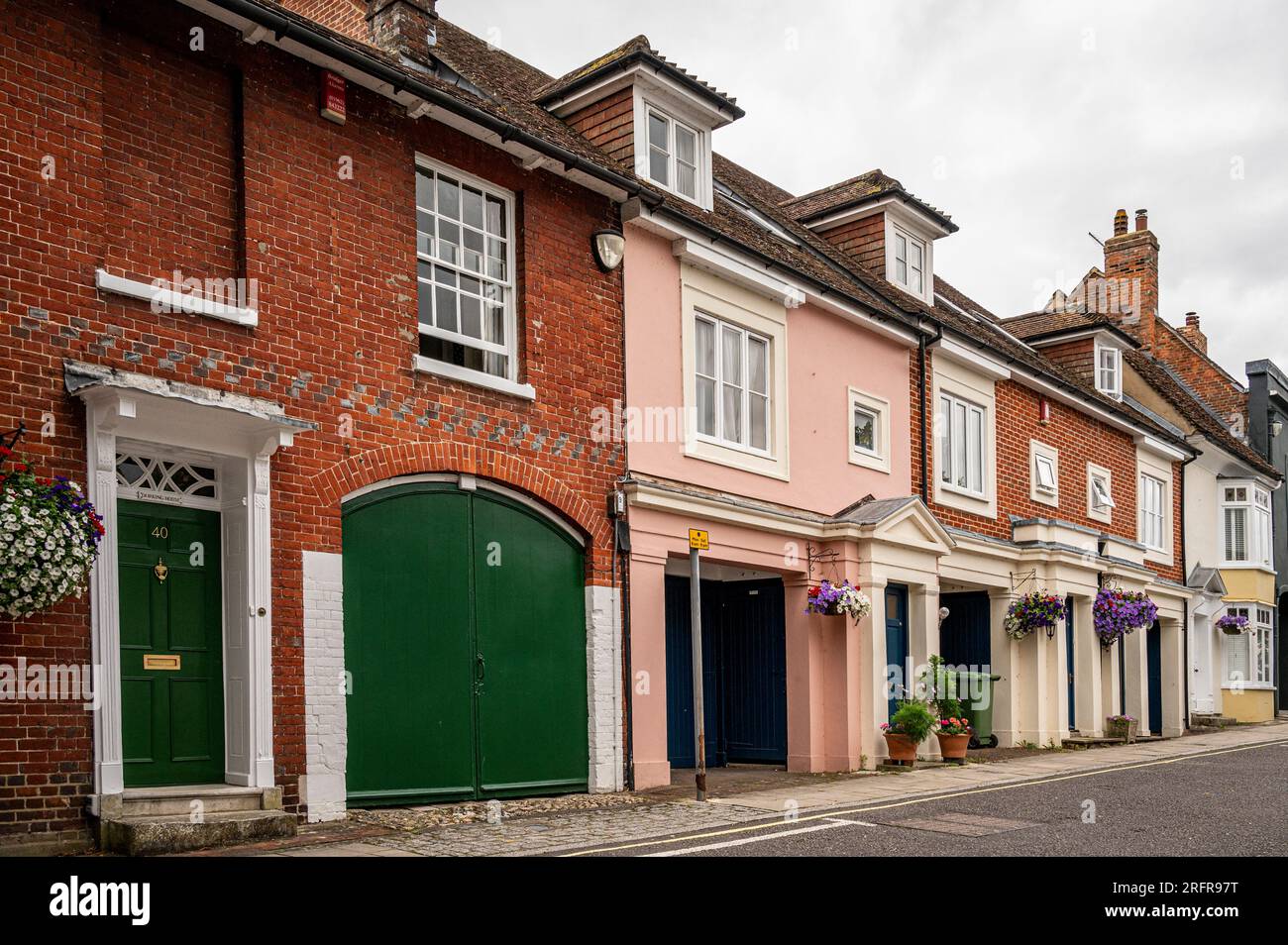 A typical street in the very desirable English market town of Alresford, Hamshire, Uk on 4 August 2023. Stock Photo