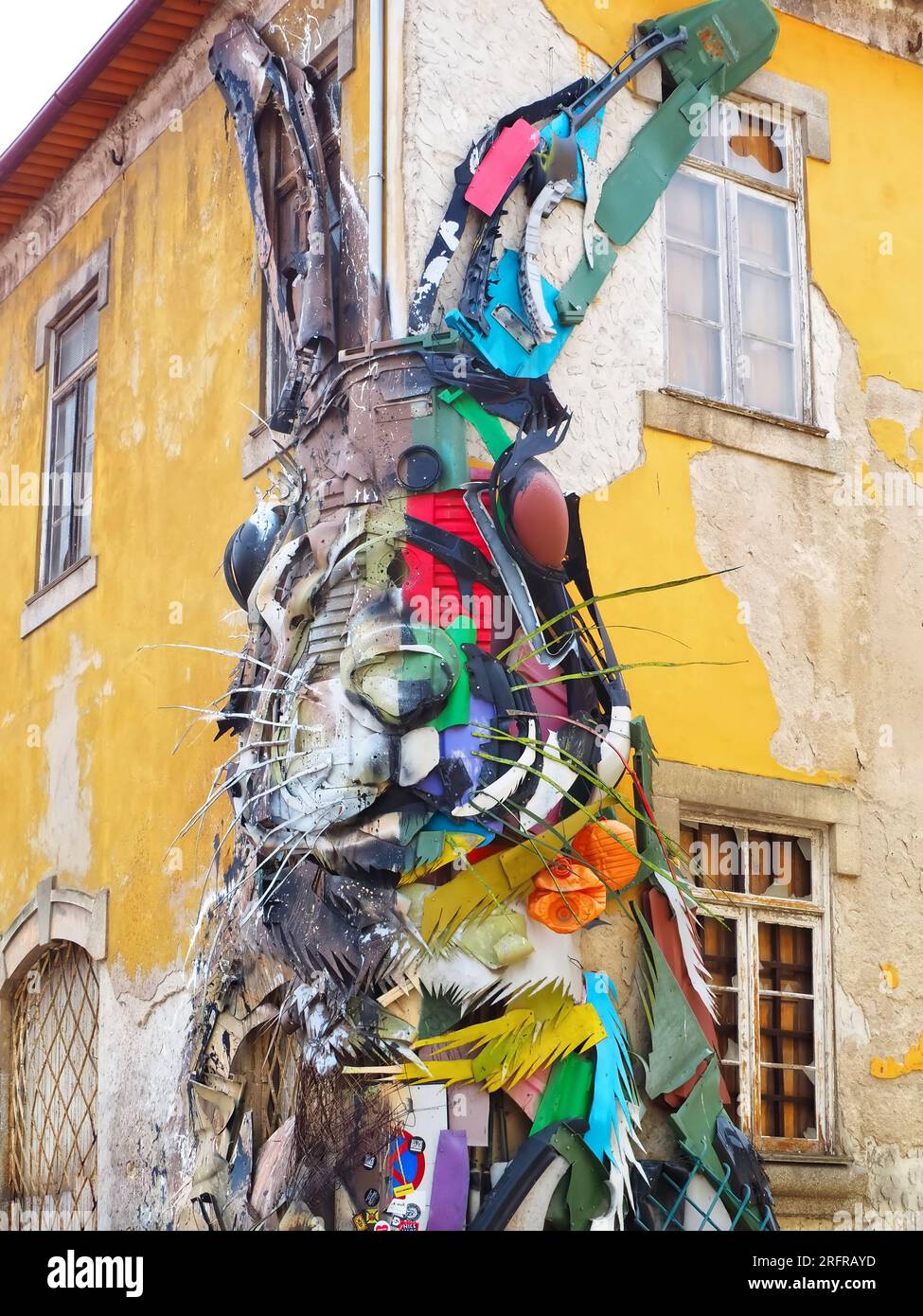 Half rabbit sculpture by Bordalo II in Gaia near Porto, Portugal Stock  Photo - Alamy