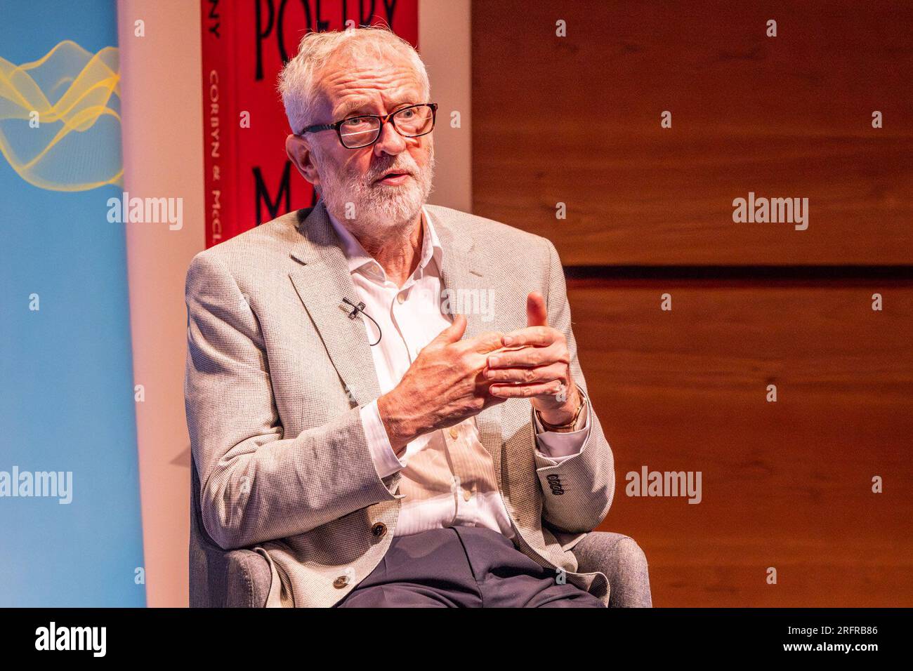 Edinburgh, United Kingdom. 05 August, 2023 Pictured: Jeremy Corbyn. Former Labour leader Jeremy Corbyn MP and renowned trade unionist Len McCluskey are interviewed by LBC presenter Iain Dale at the Edinburgh Fringe. During the interview McCluskey accused Keir Starmer of reneging on an agreement to retain Corbyn in the Labour Party. Jeremy Corbyn was quizzed if he will stand as an independent candidate in his constituency and responded by saying ‘watch this space’. Credit: Rich Dyson/Alamy Live News Stock Photo