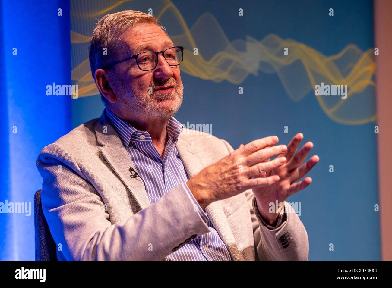 Edinburgh, United Kingdom. 05 August, 2023 Pictured: Len McCluskey. Former Labour leader Jeremy Corbyn MP and renowned trade unionist Len McCluskey are interviewed by LBC presenter Iain Dale at the Edinburgh Fringe. During the interview McCluskey accused Keir Starmer of reneging on an agreement to retain Corbyn in the Labour Party. Jeremy Corbyn was quizzed if he will stand as an independent candidate in his constituency and responded by saying ‘watch this space’. Credit: Rich Dyson/Alamy Live News Stock Photo