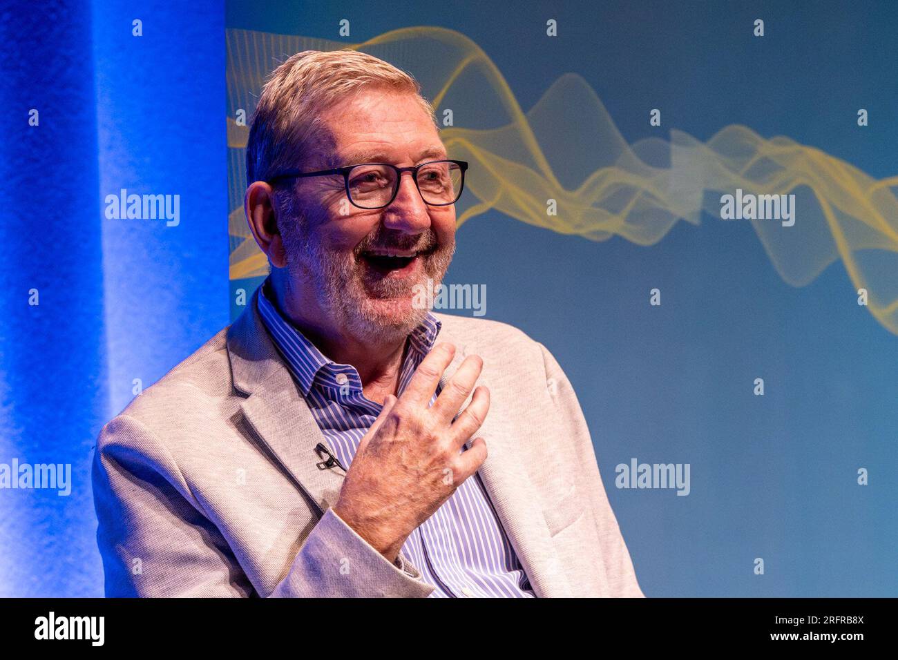 Edinburgh, United Kingdom. 05 August, 2023 Pictured: Len McCluskey. Former Labour leader Jeremy Corbyn MP and renowned trade unionist Len McCluskey are interviewed by LBC presenter Iain Dale at the Edinburgh Fringe. During the interview McCluskey accused Keir Starmer of reneging on an agreement to retain Corbyn in the Labour Party. Jeremy Corbyn was quizzed if he will stand as an independent candidate in his constituency and responded by saying ‘watch this space’. Credit: Rich Dyson/Alamy Live News Stock Photo