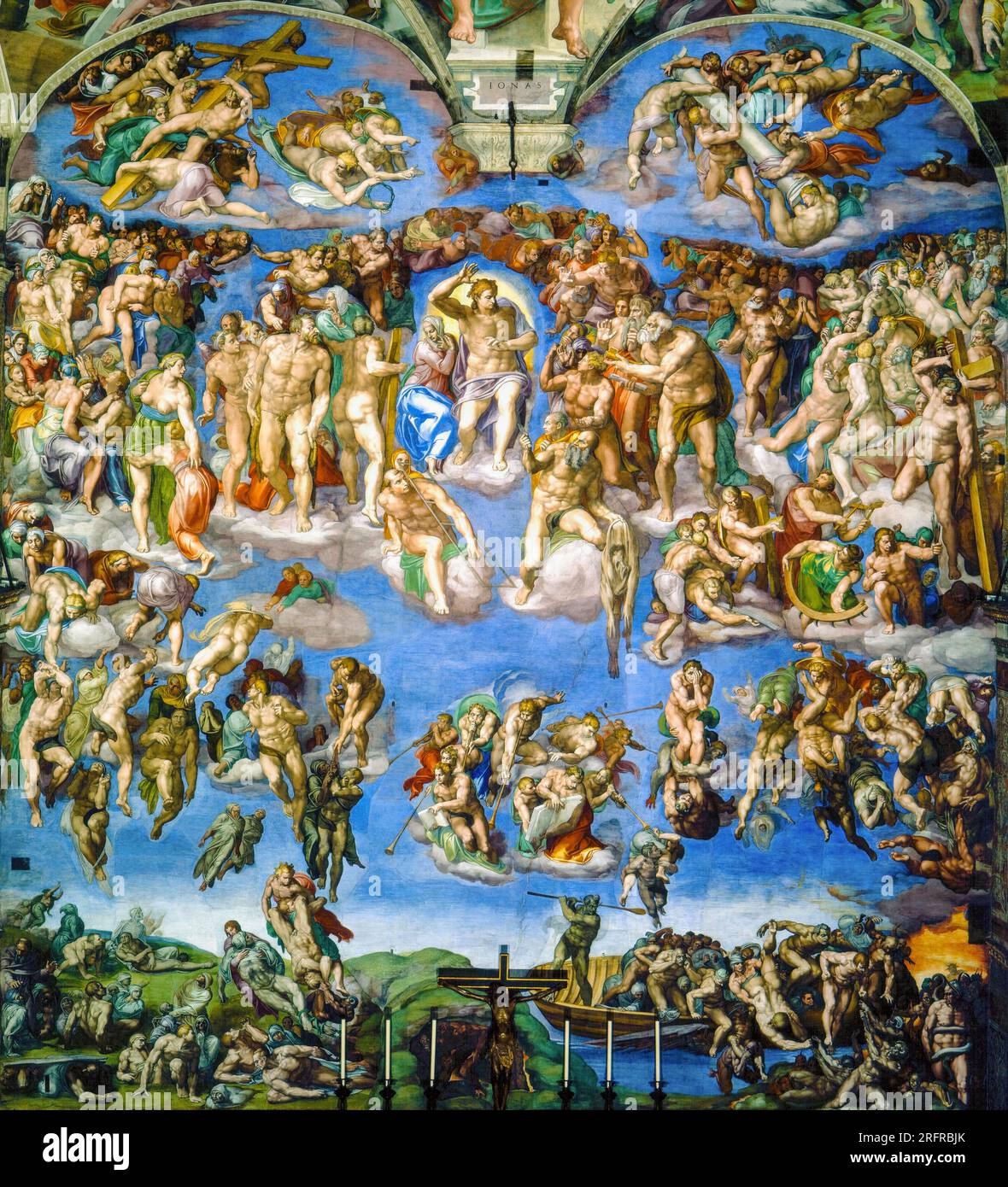 The Last Judgement, Michelangelo. Fresco painting circa 1536 Stock Photo