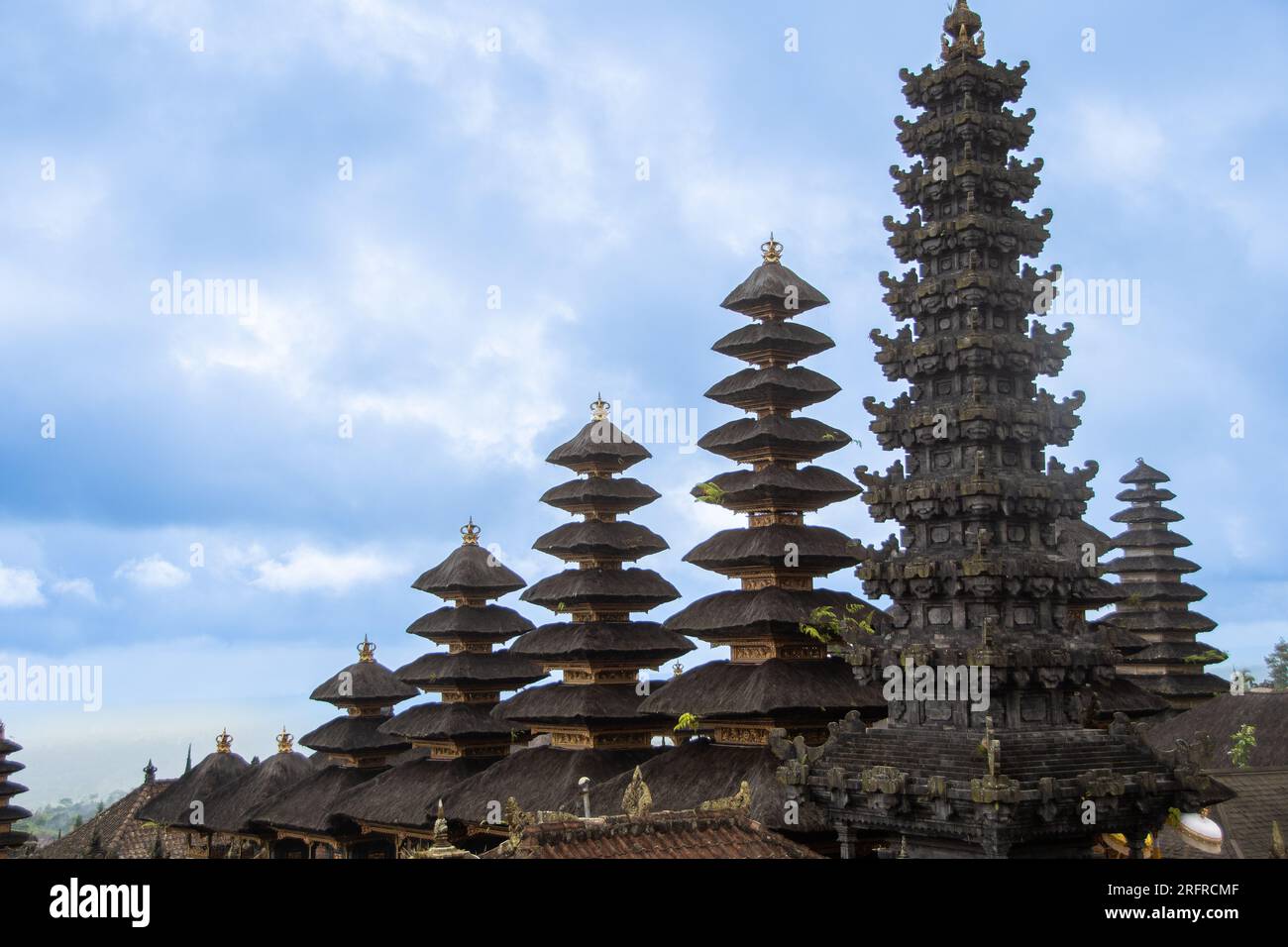 The view over the roofs of Balinese shrines in the 'Pura Besakih' temple Stock Photo
