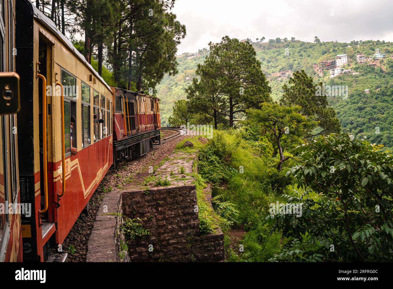 Himalayan Queen Toy train Kalka-Shimla route, moving on railway to the ...