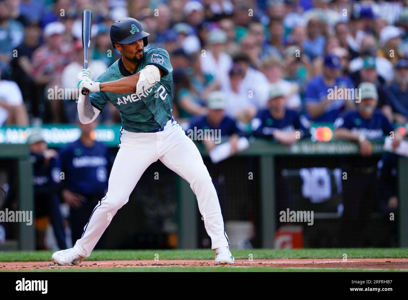 American League's Marcus Semien, of the Texas Rangers, during the MLB  All-Star baseball game against the National League in Seattle, Tuesday,  July 11, 2023. (AP Photo/Lindsey Wasson Stock Photo - Alamy