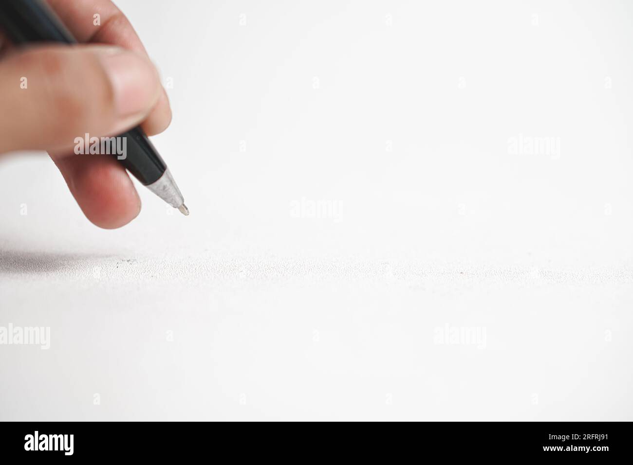 Woman thinking with pen pencil hi-res stock photography and images - Alamy