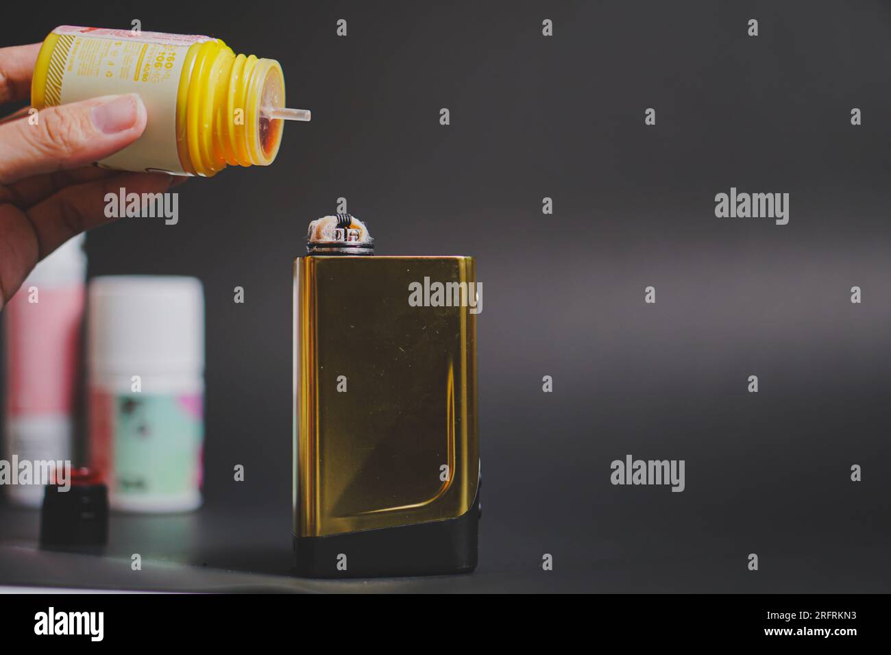 Topup liquid smoking electronic cigarettes. Vape smoke. Electronic