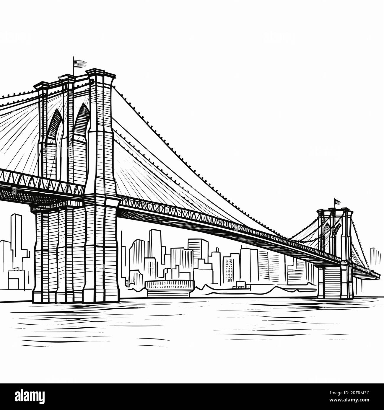 Brooklyn Bridge hand-drawn comic illustration. Brooklyn Bridge. Vector  doodle style cartoon illustration Stock Vector Image & Art - Alamy