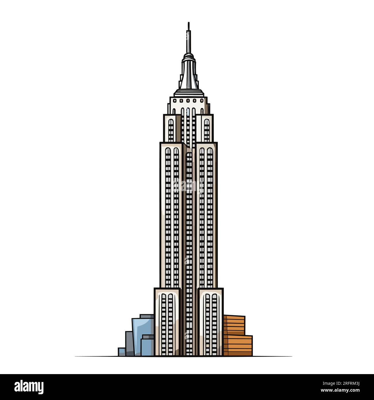 Empire State Building hand-drawn comic illustration. Empire State ...