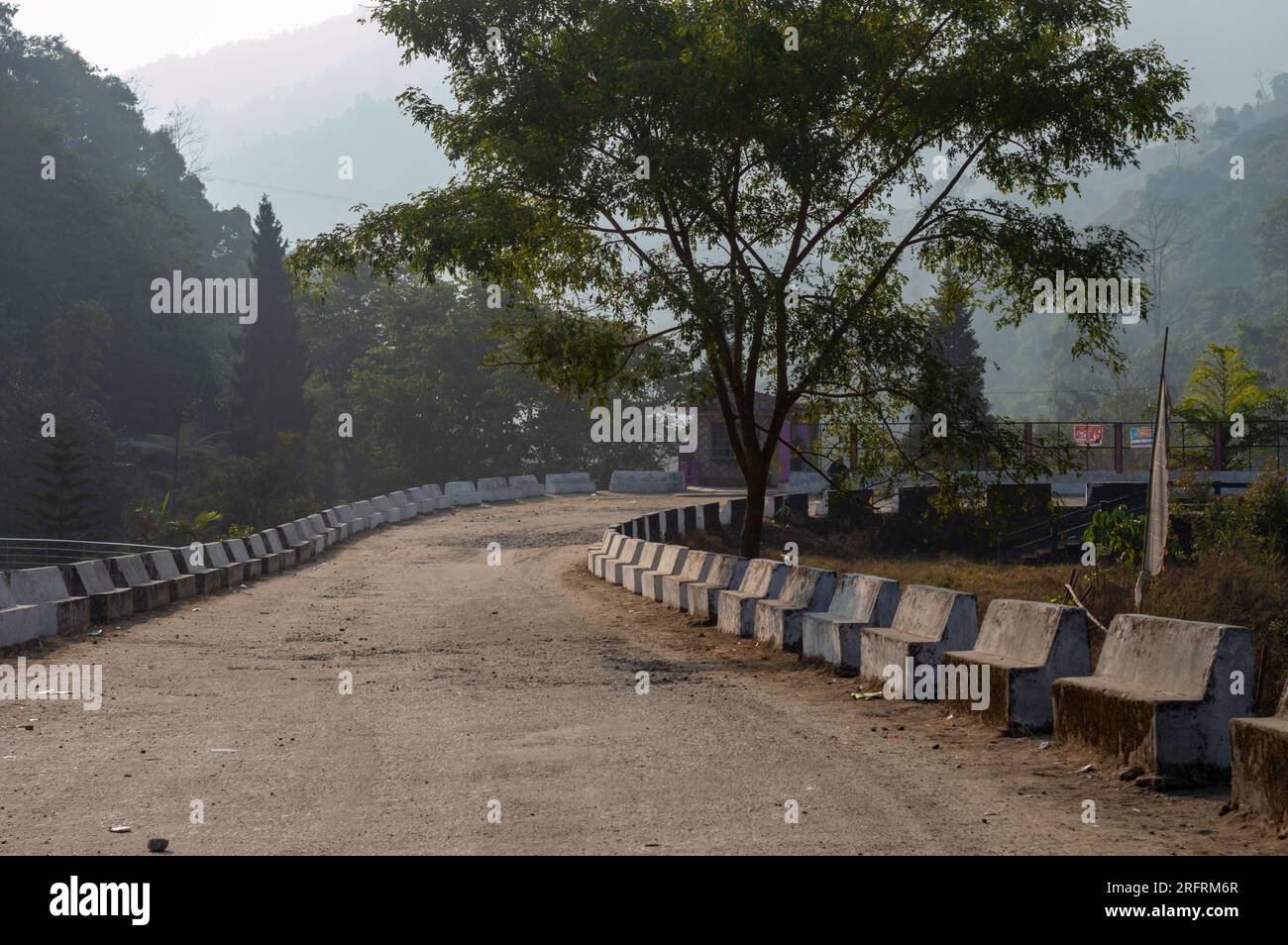 Empty road leading through on mountain forest background.Tabakoshi West Ben.. Stock Photo