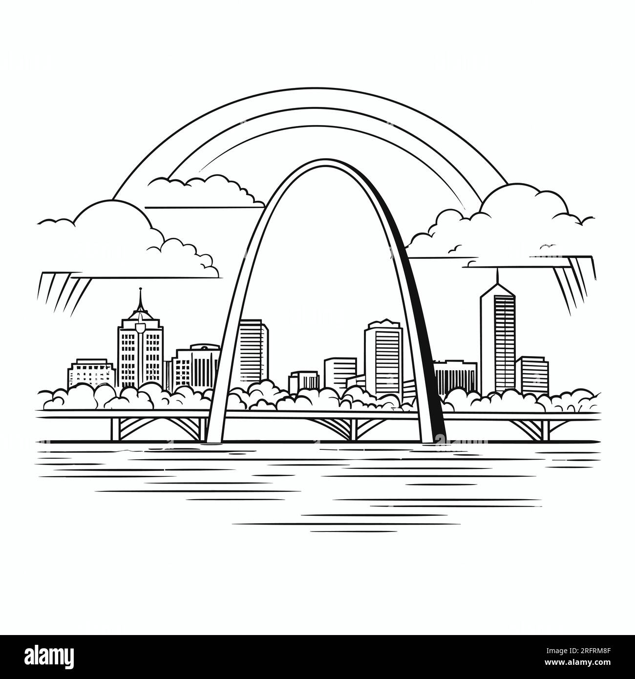 Gateway Arch handdrawn comic illustration. Gateway Arch. Vector doodle