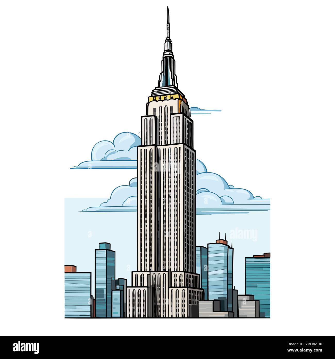 Empire State Building hand-drawn comic illustration. Empire State ...