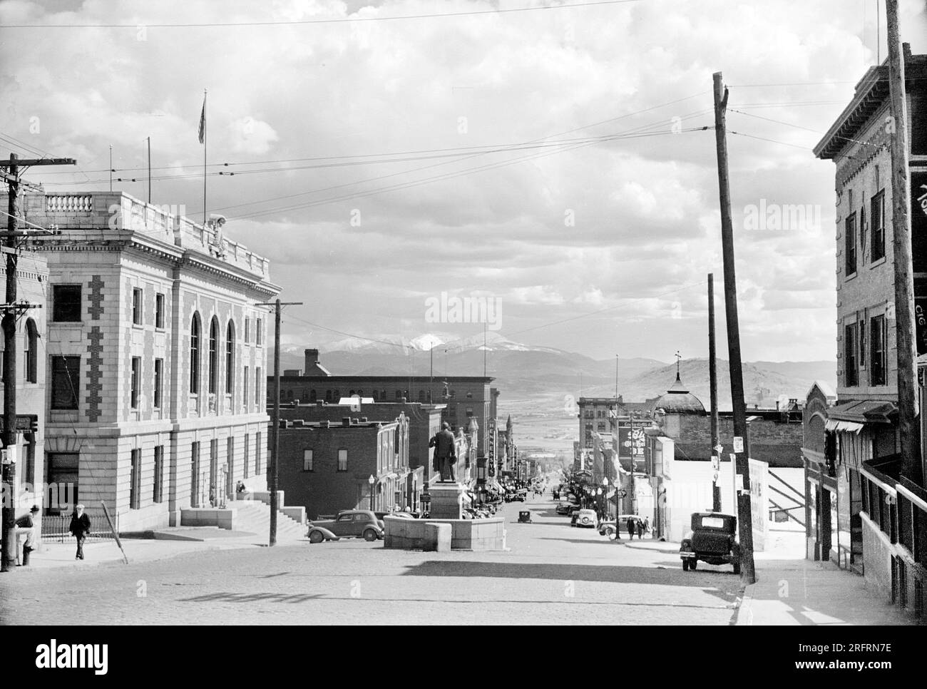 Main Street looking south, Butte, Montana, USA, Arthur Rothstein, U.S. Farm Security Administration, August, 1939 Stock Photo