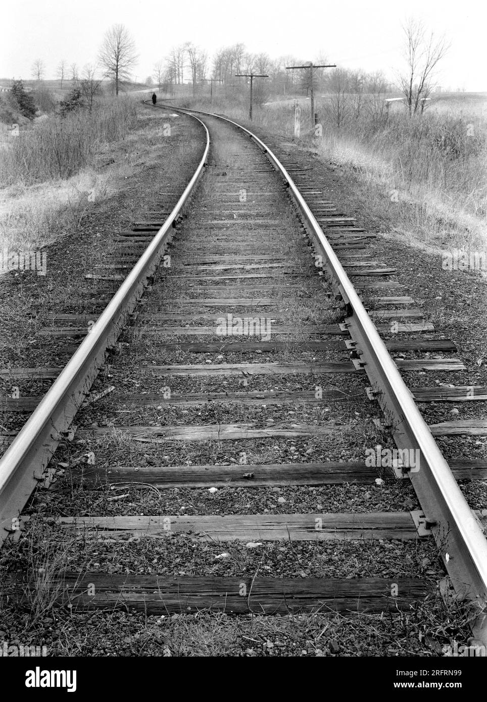 Railroad tracks, Williamson County, Illinois, USA, Arthur Rothstein, U.S. Farm Security Administration, January 1939 Stock Photo