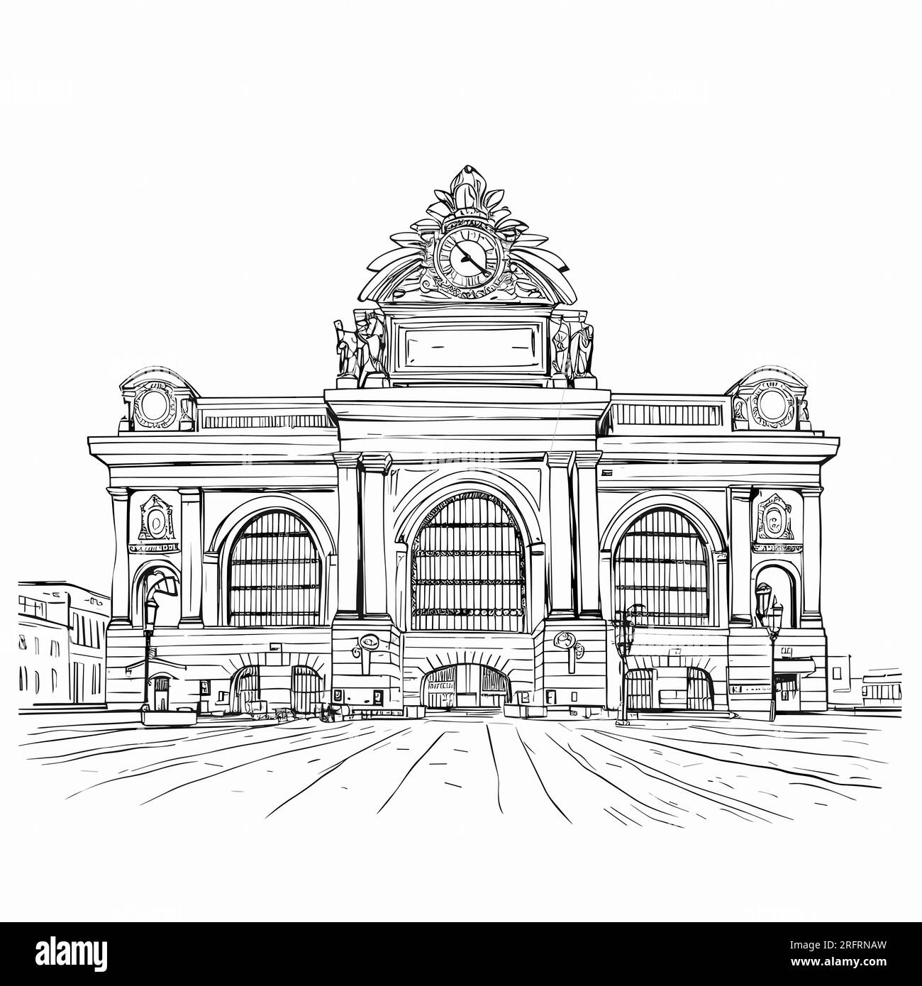 Grand Central Terminal hand-drawn comic illustration. Grand Central Terminal. Vector doodle style cartoon illustration Stock Vector